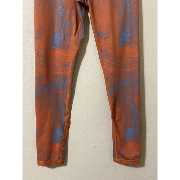 Zyia Active Women's Light N Tight Medium Leggings Orange Light Blue Geometric - Picture 3 of 7